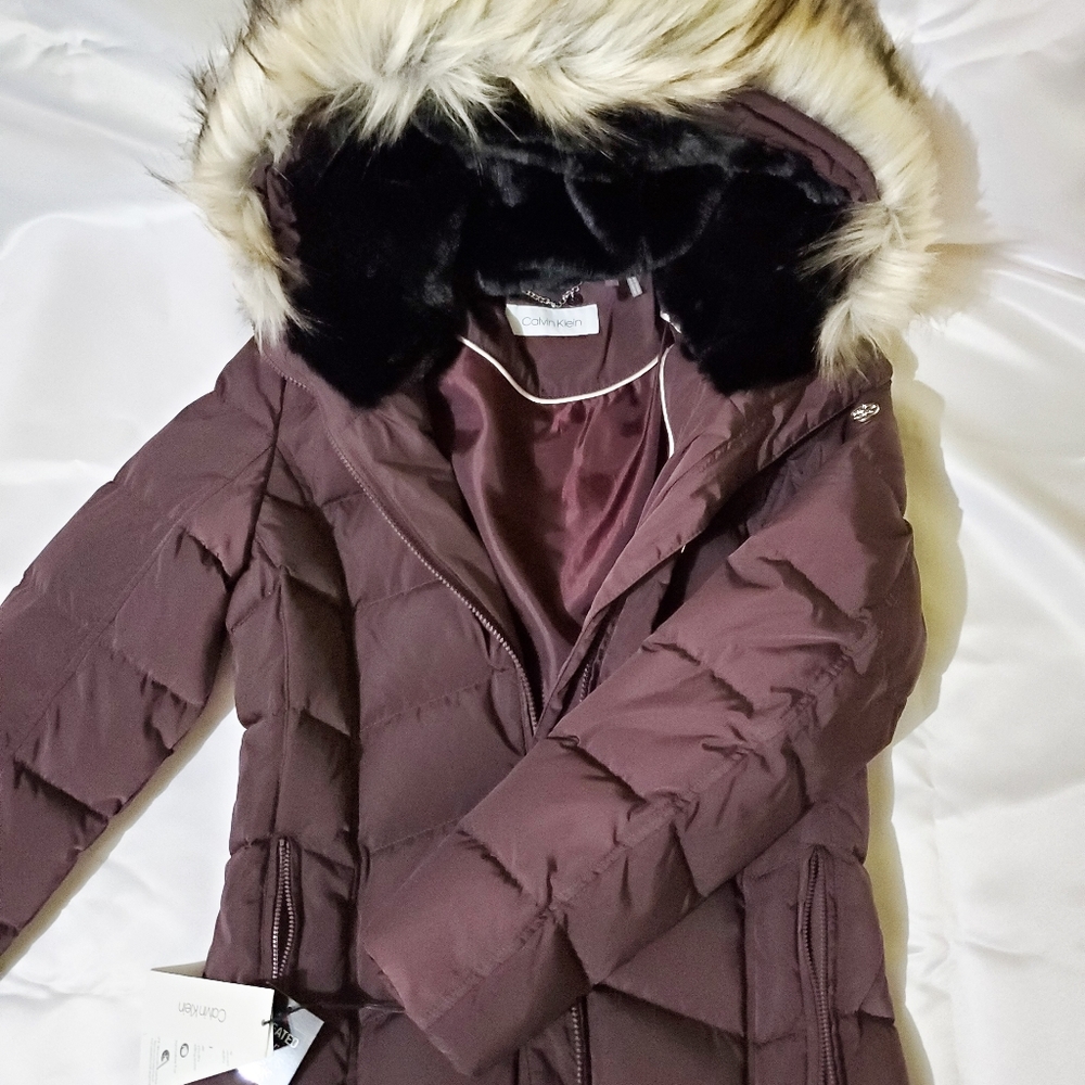 Calvin Klein faux fur trim hooded jacket